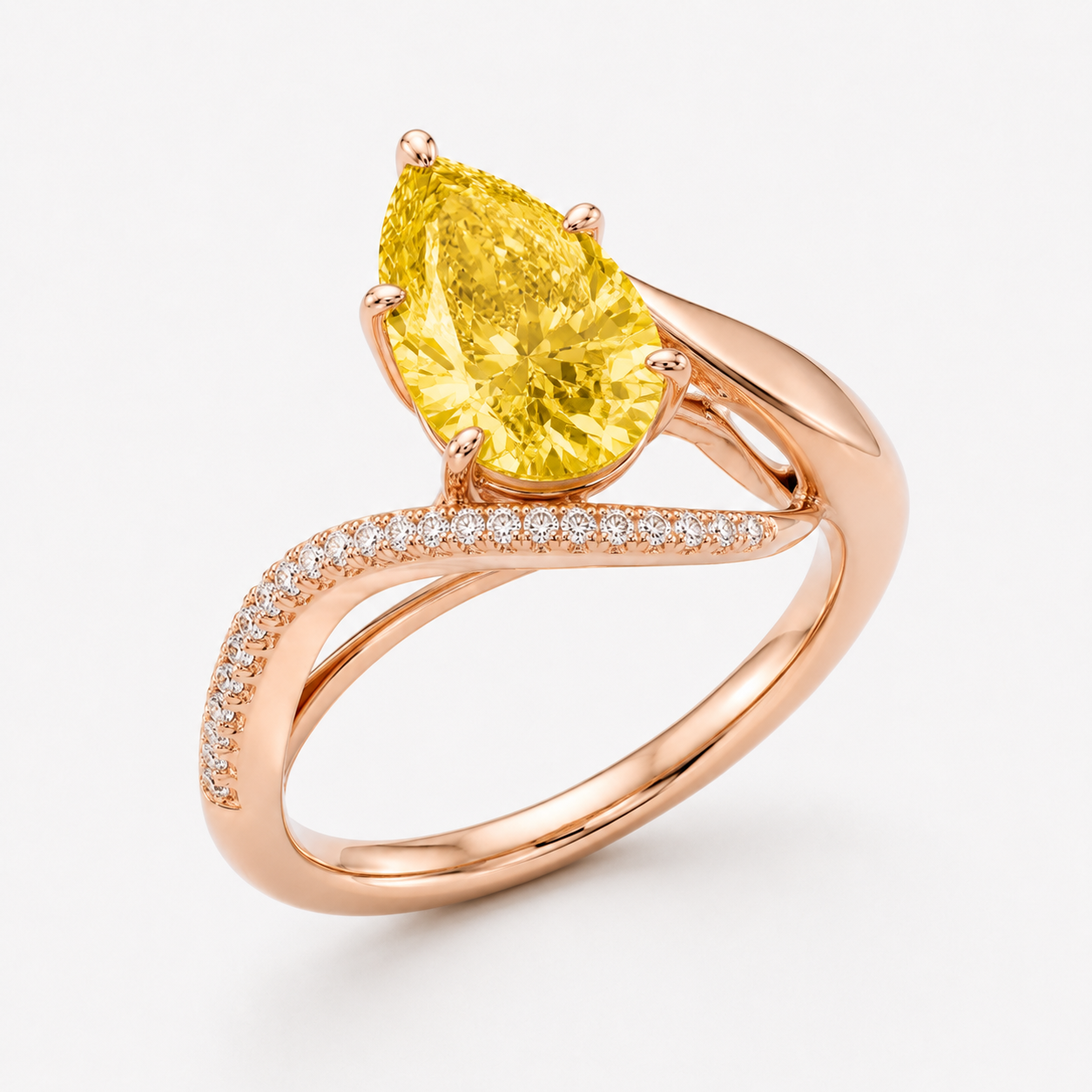 Yellow Pear Sculptural Bypass Ring view 2